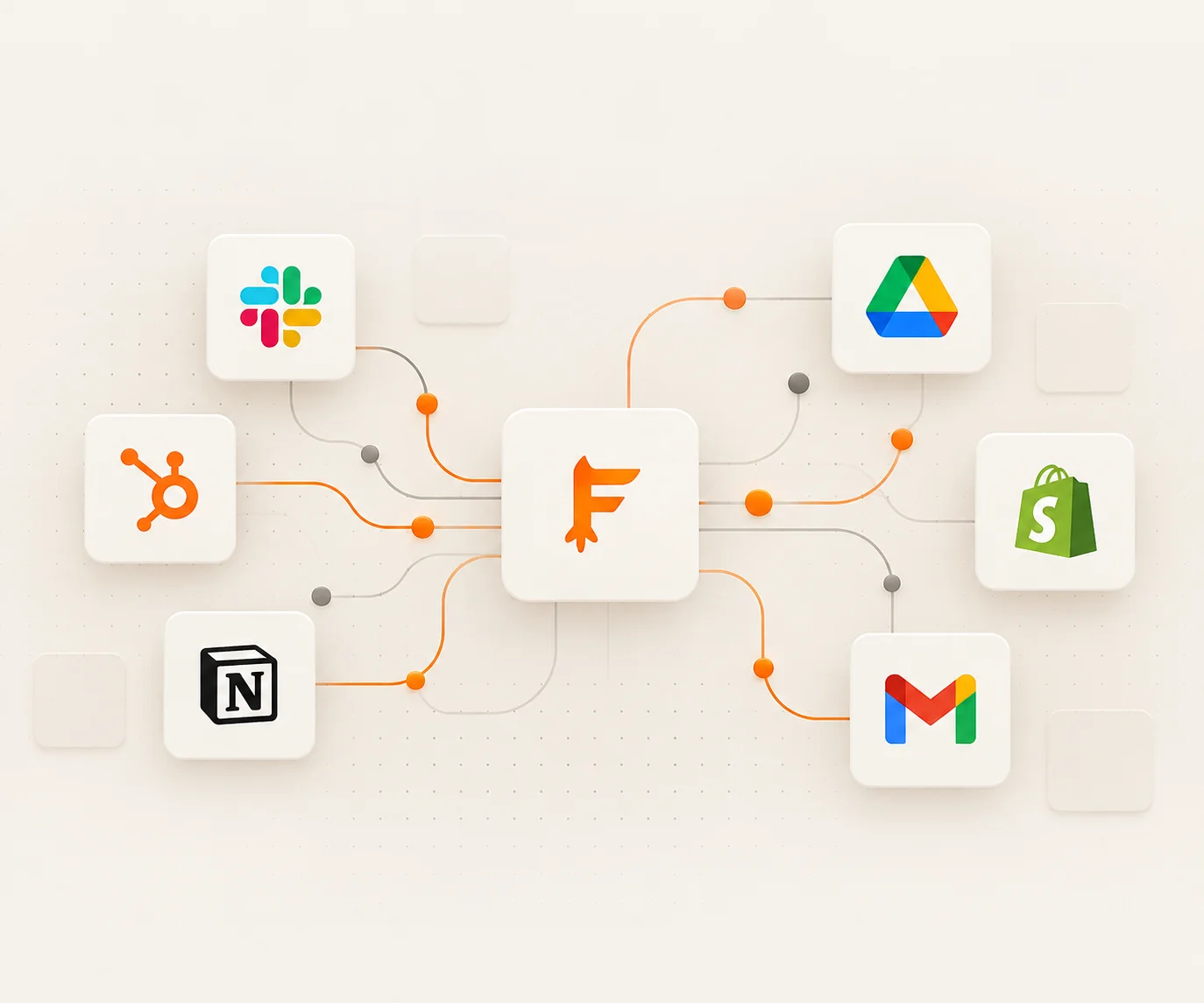 Futurenaut verbindet Slack, HubSpot, Notion, Google Drive, Shopify und Gmail zu einem zentralen System.